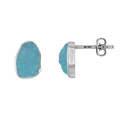 925 Sterling Silver Rough Paraiba Apatite Stud Earring Bezel Set Jewelry Pack of 4
