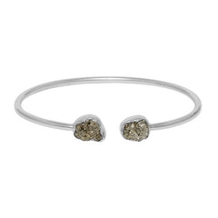 925 Sterling Silver Rough Pyrite Twister Bangle Bracelet Bezel Set Jewelry Pack of 1