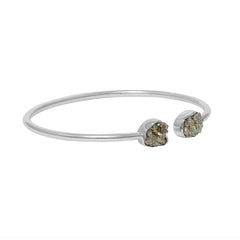 925 Sterling Silver Rough Pyrite Twister Bangle Bracelet Bezel Set Jewelry Pack of 1