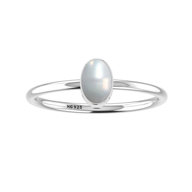 pearl stackable bezel-set ring