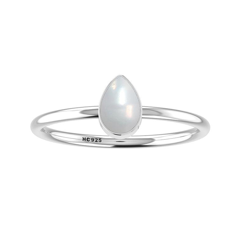 pearl stackable bezel-set ring