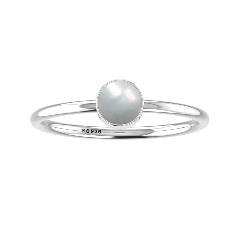 pearl stackable bezel-set ring