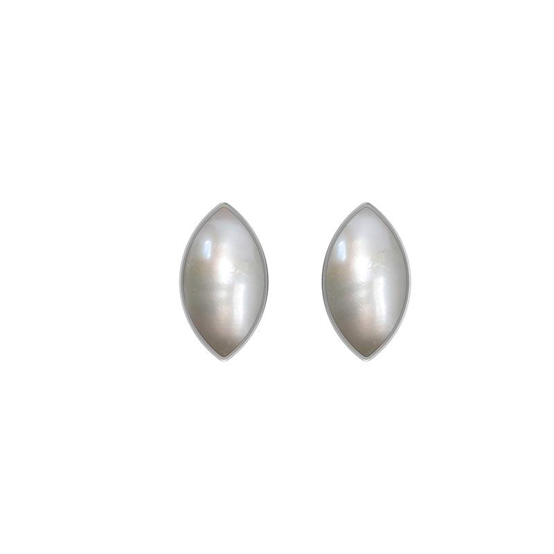 Natural Pearl Cab Earring 925 Sterling Silver Bezel Set Stud Handmade Jewelry Pack of 3