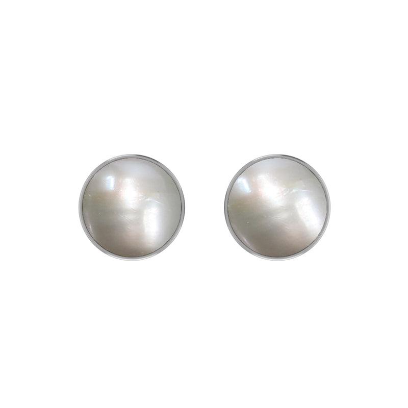 Natural Pearl Bezel Studs Earring 925 Sterling Silver Handmade Jewelry Pack Of 3