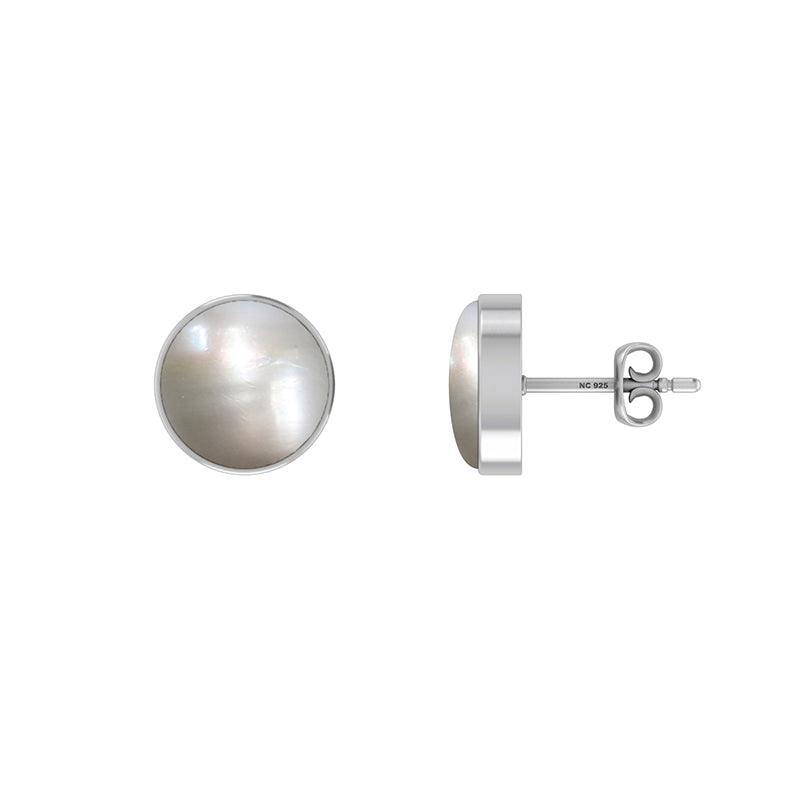 Natural Pearl Bezel Studs Earring 925 Sterling Silver Handmade Jewelry Pack Of 3