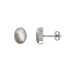 Natural Pearl Cab Earring 925 Sterling Silver Bezel Set Stud Handmade Jewelry Pack of 3