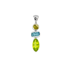 Designer Peridot Pendant Studded With Aquamarine, Tourmaline Pack of 1 (D70-6)