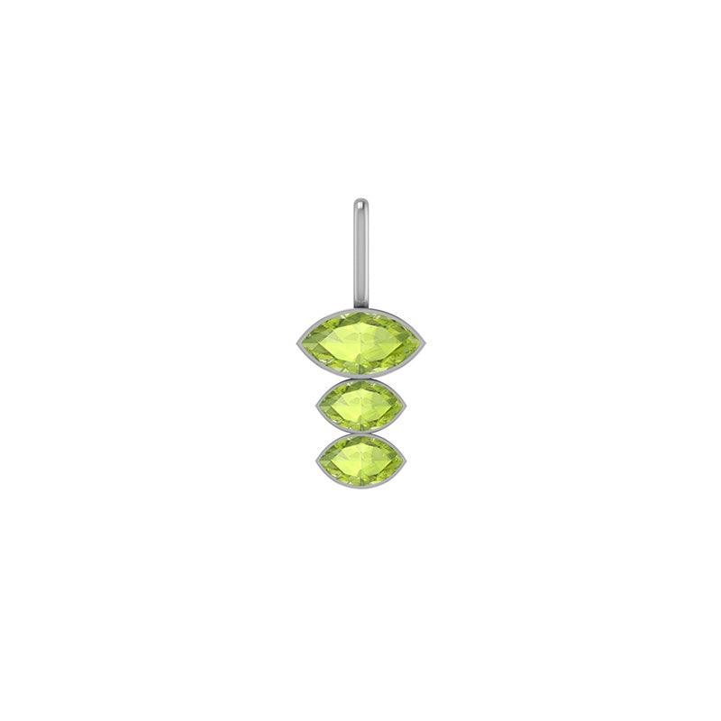 Natural Peridot Pendants With 18" Inches Chain for Women in Sterling Silver (Pack of 3, Bezel-Set)