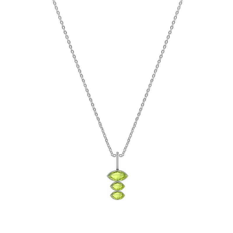 Natural Peridot Pendants With 18" Inches Chain for Women in Sterling Silver (Pack of 3, Bezel-Set)