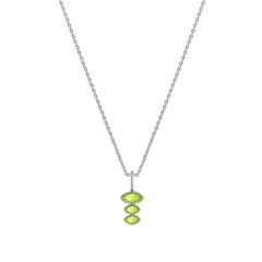 Natural Peridot Pendants With 18" Inches Chain for Women in Sterling Silver (Pack of 3, Bezel-Set)