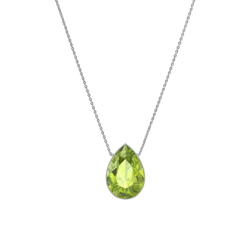 925 Sterling Silver Cut Peridot Slider Necklace With Chain 18" Bezel Set Jewelry Pack of 6