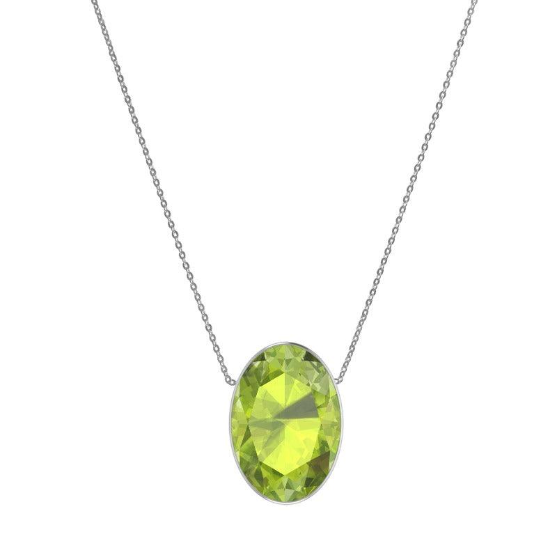 925 Sterling Silver Cut Peridot Slider Necklace With Chain 18" Bezel Set Jewelry Pack of 6