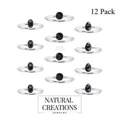 925 Sterling Silver Natural Pietersite Stackable Ring Bezel Set Jewelry Pack of 12