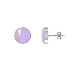 Natural Pink Rainbow Cab Earring 925 Sterling Silver Bezel Set Stud Handmade Jewelry Pack Of 3