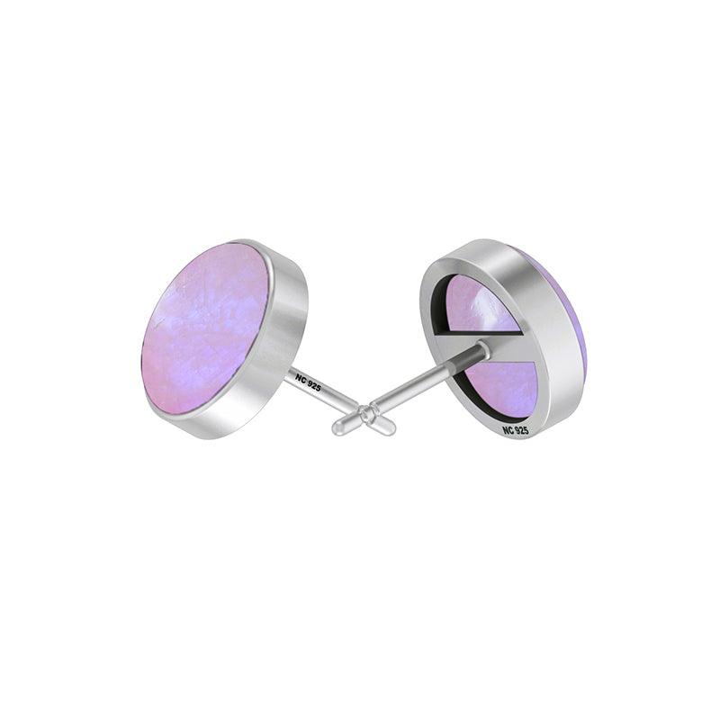Natural Pink Rainbow Cab Earring 925 Sterling Silver Bezel Set Stud Handmade Jewelry Pack Of 3