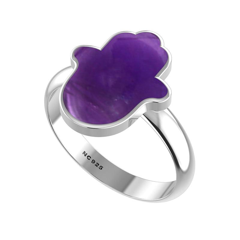 Natural Amethyst Rings for Women in Sterling Silver (Pack of 6, Bezel-Set)