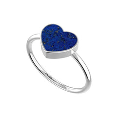 Natural Lapis Lazuli Heart 925 Sterling Silver Ring Handmade Jewelry Pack of 12