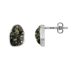 Natural Pyarite Rough Earring 925 Sterling Silver Bezel Set Stud Handmade jewelry Pack Of 3