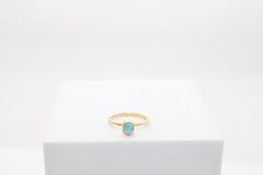 Natural Larimar Stackable Rings for Women in 18K Gold Vermeil (Pack of 12, Bezel-Set, Faceted)