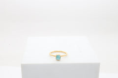 Natural Larimar Stackable Rings for Women in 18K Gold Vermeil (Pack of 12, Bezel-Set, Faceted)