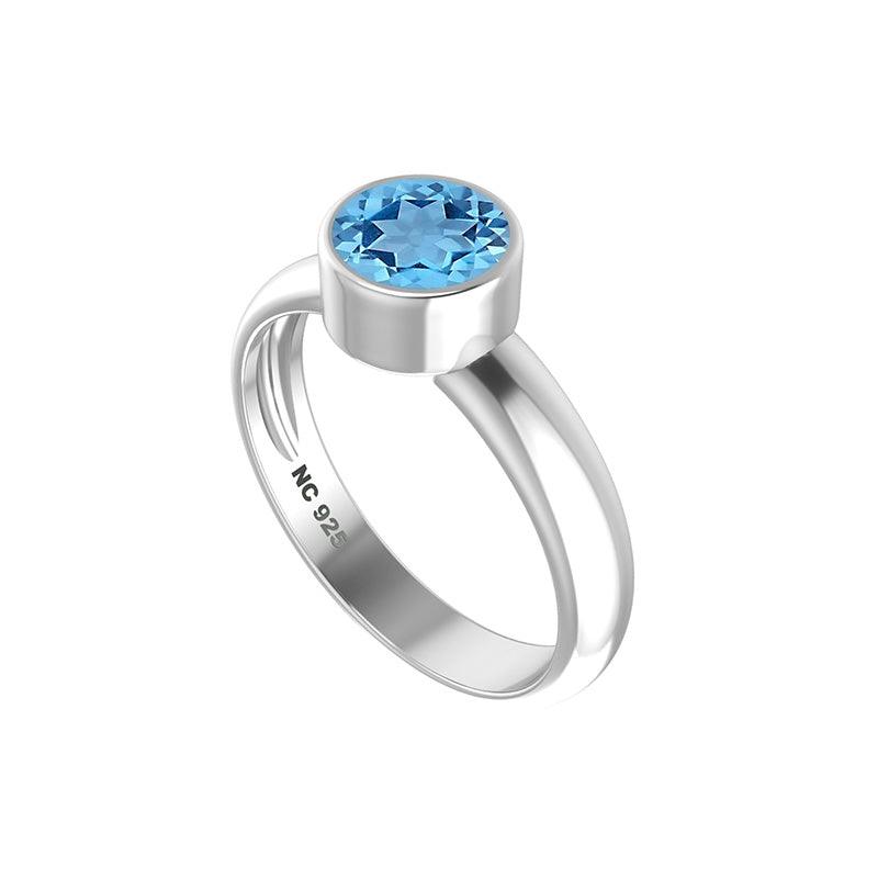 925 Sterling Silver Natural Swiss Blue Topaz Ring Handmade Silver Jewelry Pack of 4 - (Box 16)
