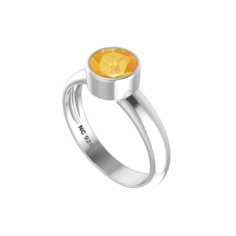 Natural Citrine Rings for Women in Sterling Silver (Pack of 6, Prong-Set, Faceted)