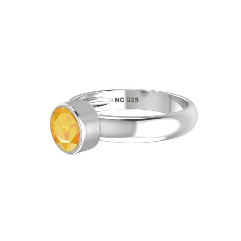 Natural Citrine Rings for Women in Sterling Silver (Pack of 6, Prong-Set, Faceted)