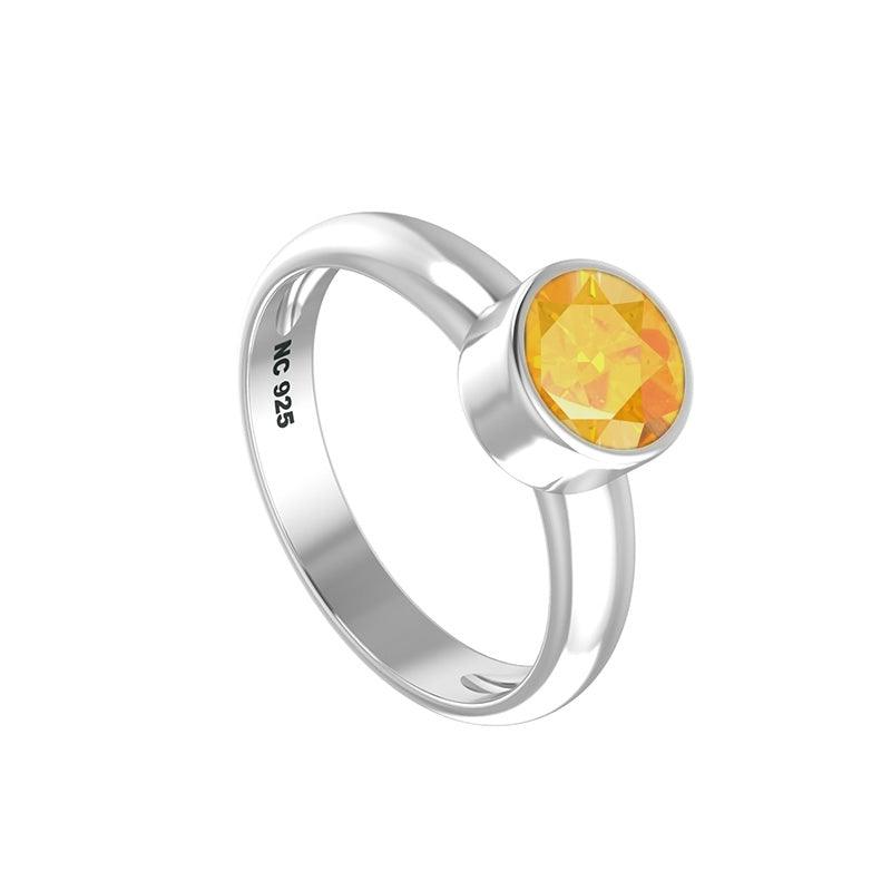 Natural Citrine Rings for Women in Sterling Silver (Pack of 6, Prong-Set, Faceted)