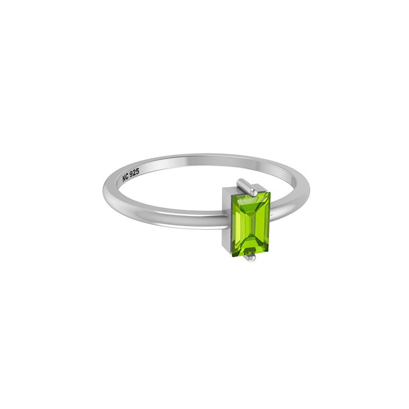 925 Sterling Silver Natural Cut Peridot Ring Prong Set Jewelry Pack of 6