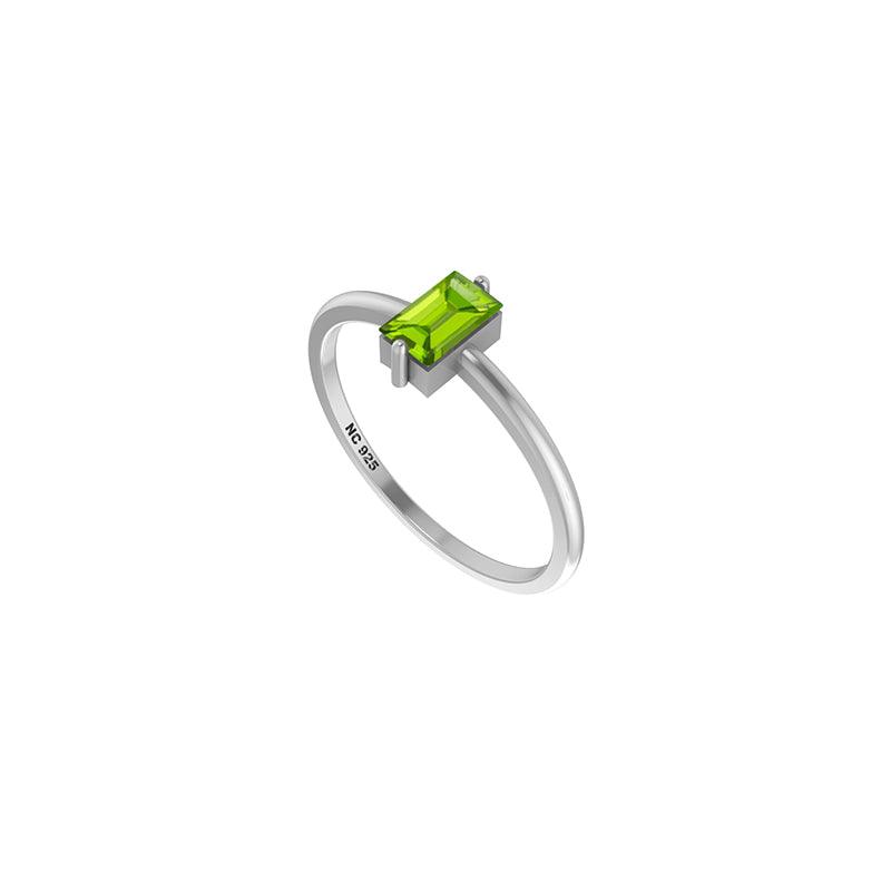 925 Sterling Silver Natural Cut Peridot Ring Prong Set Jewelry Pack of 6