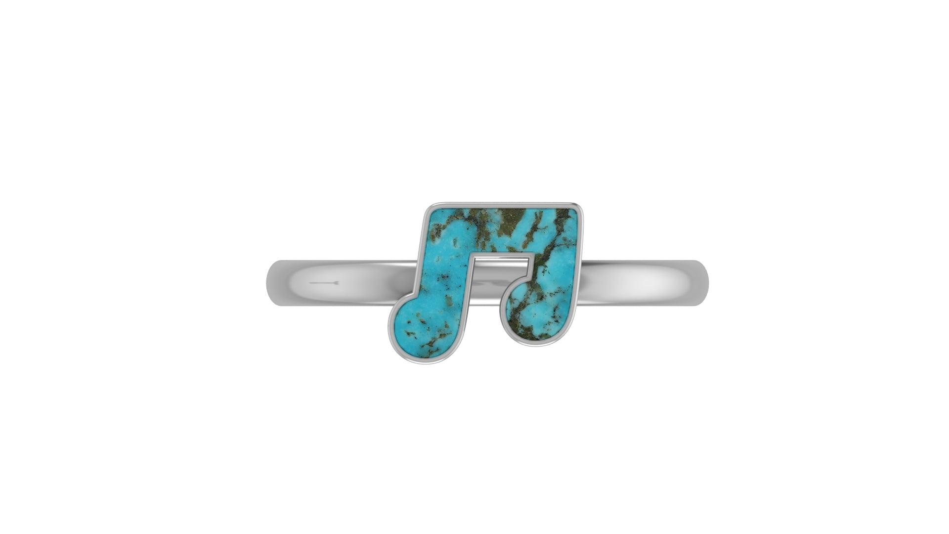 925 Sterling Silver Natural Turquoise Music Cab Ring Bezel Set Jewelry Pack of 6