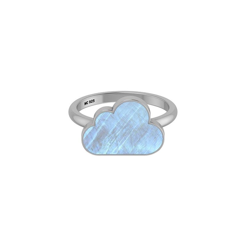 925 Sterling Silver Natural Cab Gemstone Bezel Set Cloud Shape Ring Jewelry