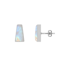 Natural Rainbow Moonstone Studs 925 Sterling Silver Studs Rainbow Moonstone Earring Silver Bezel Studs Pack Of 3