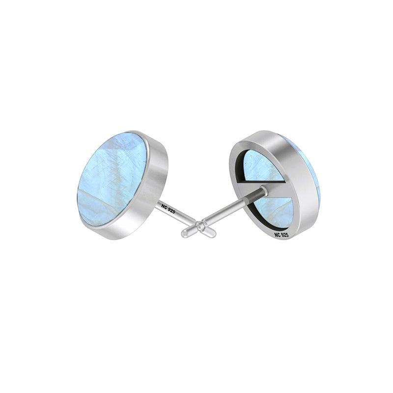 925 Sterling Silver Natural Rainbow Moonstone Cab Earring Bezel Set Stud Handmade Jewelry Pack Of 3