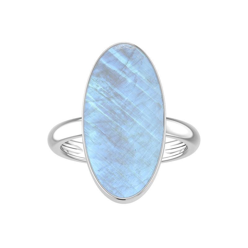 Natural Rainbow Moonstone Rings for Women in Sterling Silver (Pack of 6, Bezel-Set)