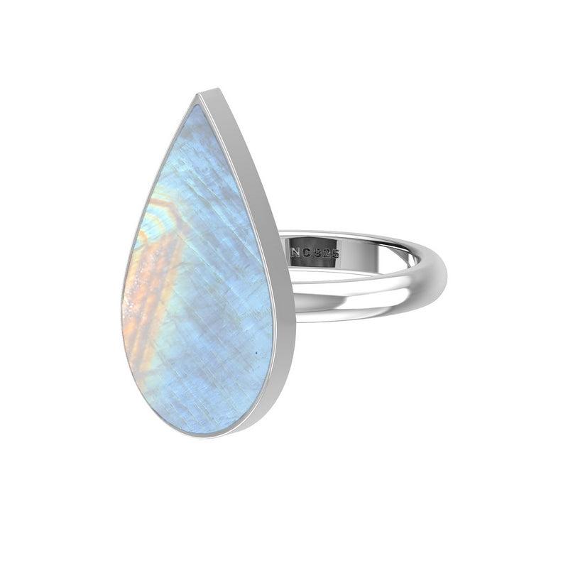 925 Sterling Silver Natural Rainbow Moonstone Ring Bezel Set Jewelry Pack of 6 - (Box 7) - Natural Creations | Dainty | Hand Crafted | Sterling Silver Jewelry