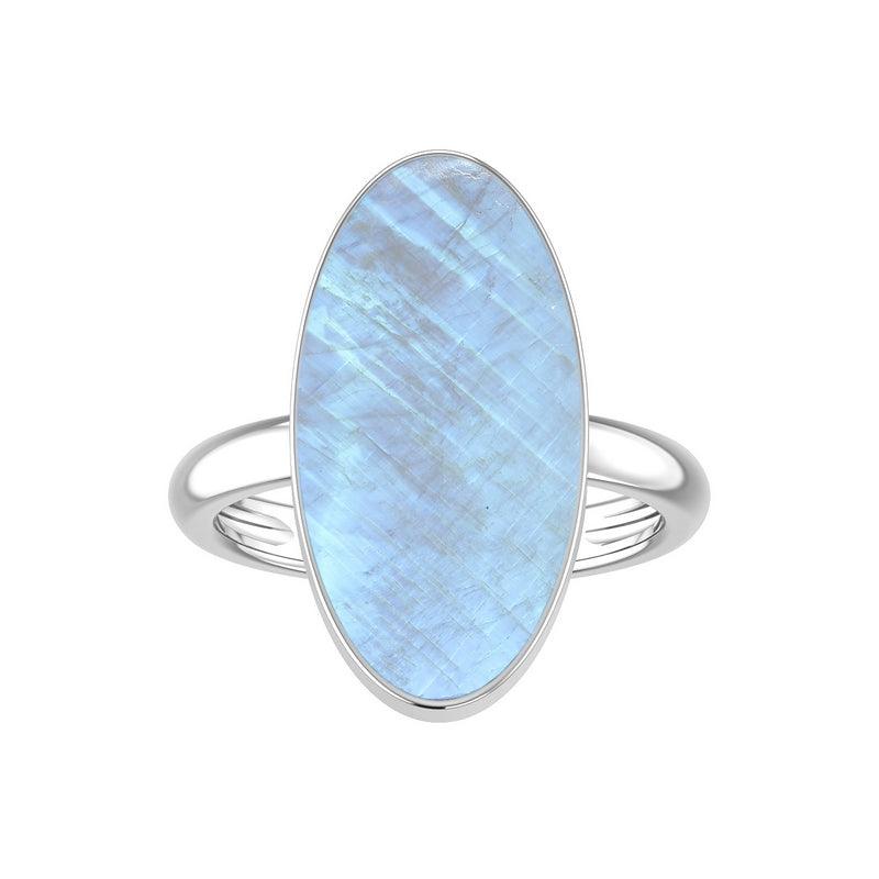 Natural Rainbow Moonstone Rings for Women in Sterling Silver (Pack of 6, Bezel-Set)