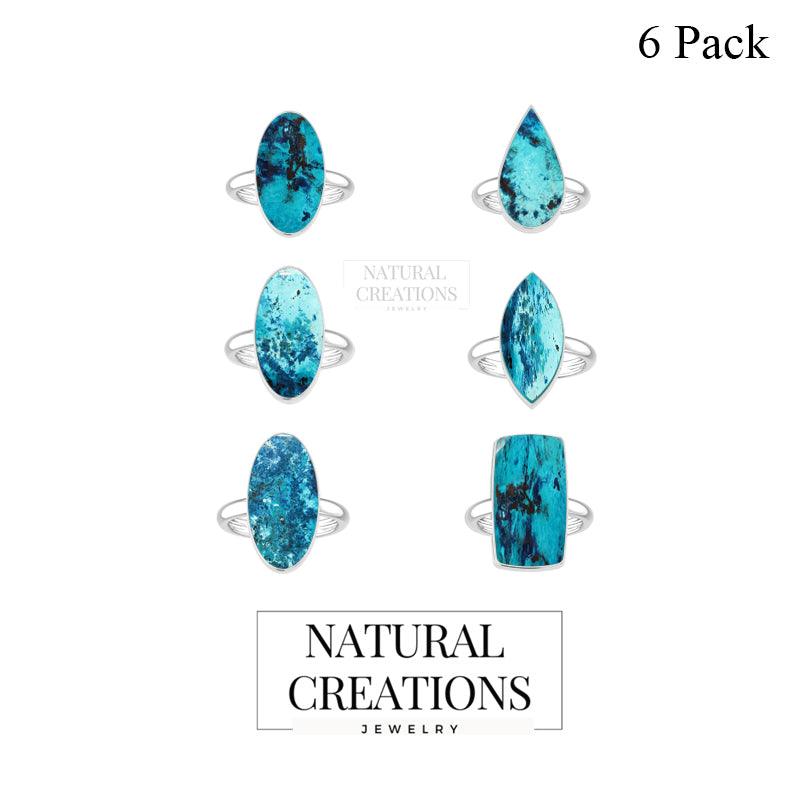 Natural Shattuckite Ring 925 Sterling Silver Bezel Set Handmade Jewelry Pack of 6 - (Box 7)