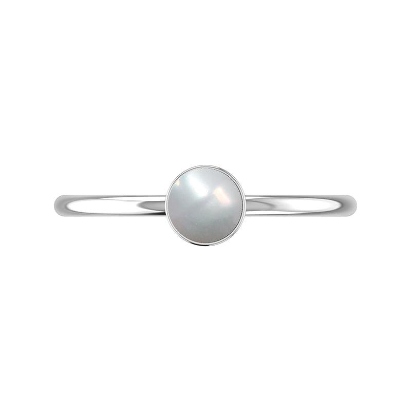 pearl stackable bezel-set ring