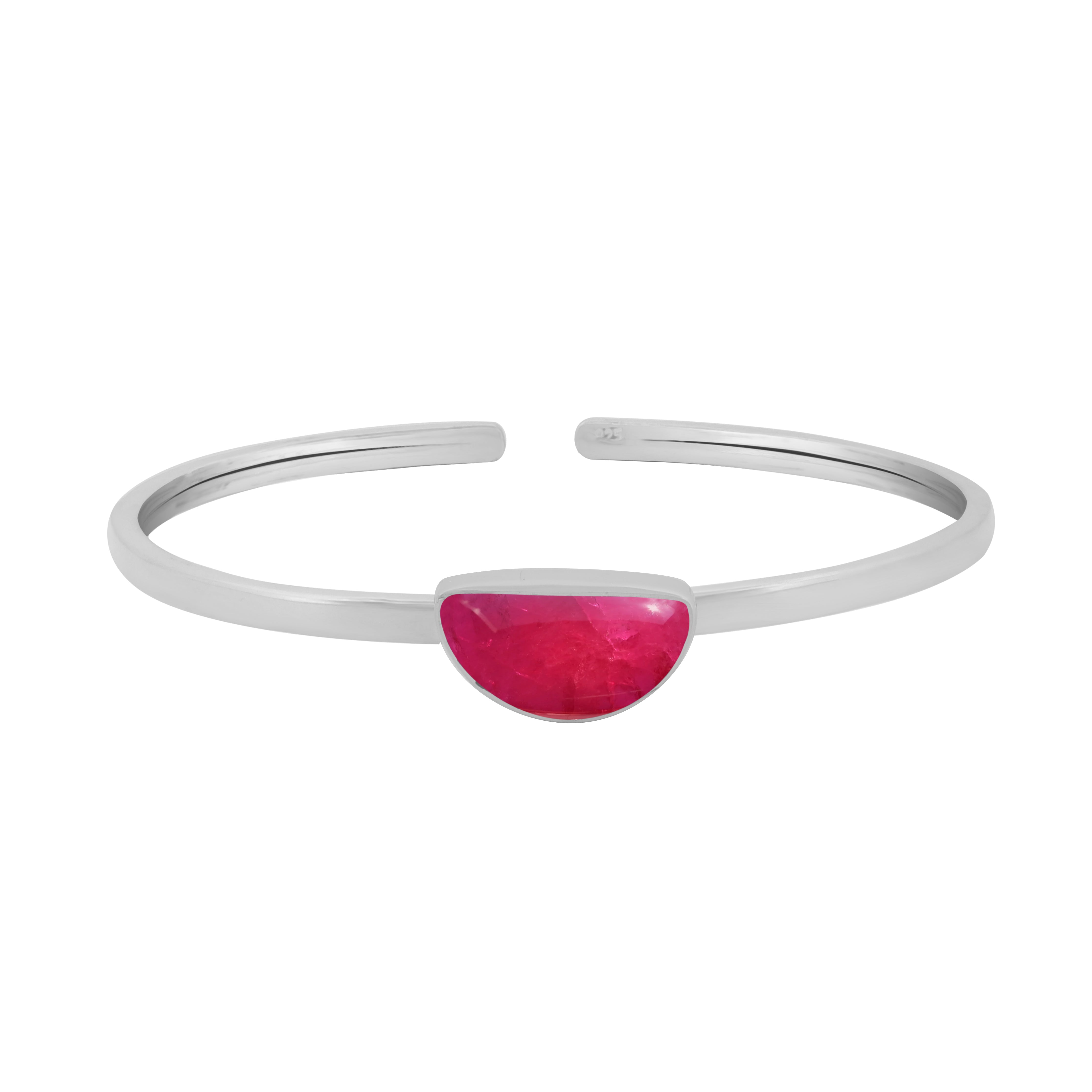 Natural Ruby Twister for Women in Sterling Silver (Pack of 1, Bezel-Set)