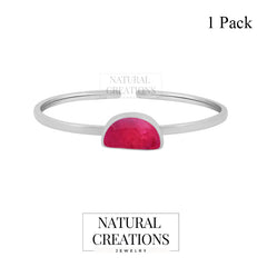 Natural Ruby Twister for Women in Sterling Silver (Pack of 1, Bezel-Set)