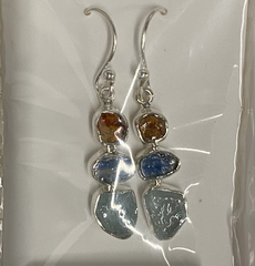 Designer Aquamarine Earring Studded With Kyanite, Citrine Pack Of 1 (D9-5)