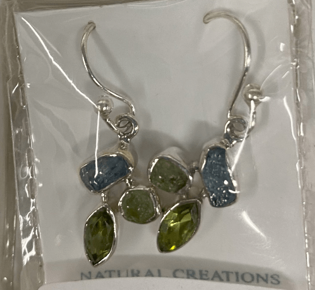 Designer Peridot Earrings Studded With Aquamarine Pack of 1 (D70-1)