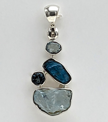 Designer Paraiba Apatite Pendant Studded With Neon Apatite & Aquamarine