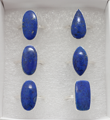 Natural Lapis Lazuli Rings for Women in Sterling Silver (Pack of 6, Bezel-Set)