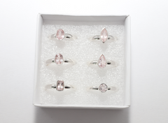 Natural Morganite Rings for Women in Sterling Silver (Pack of 6, Prong-Set, Faceted)