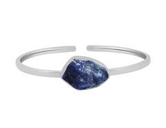 Natural Blue Sapphire Twister for Women in Sterling Silver (Pack of 1, Bezel-Set)