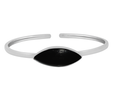 Natural Black Onyx Twister for Women in Sterling Silver (Pack of 1, Bezel-Set)