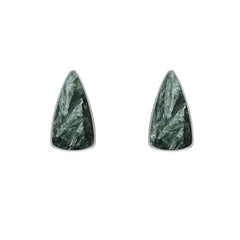 Natural Seraphinite Cab Earring 925 Sterling Silver Bezel Set Stud Handmade Jewelry Pack Of 3