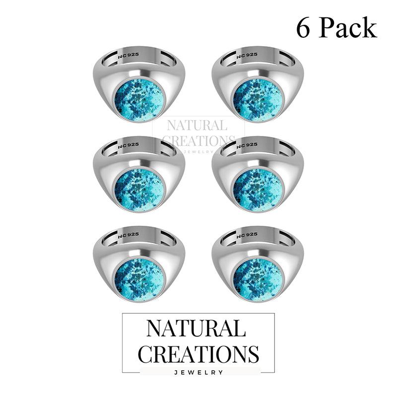 925 Sterling Silver Natural Cab Gemstone Bezel Set Men's Ring Jewelry